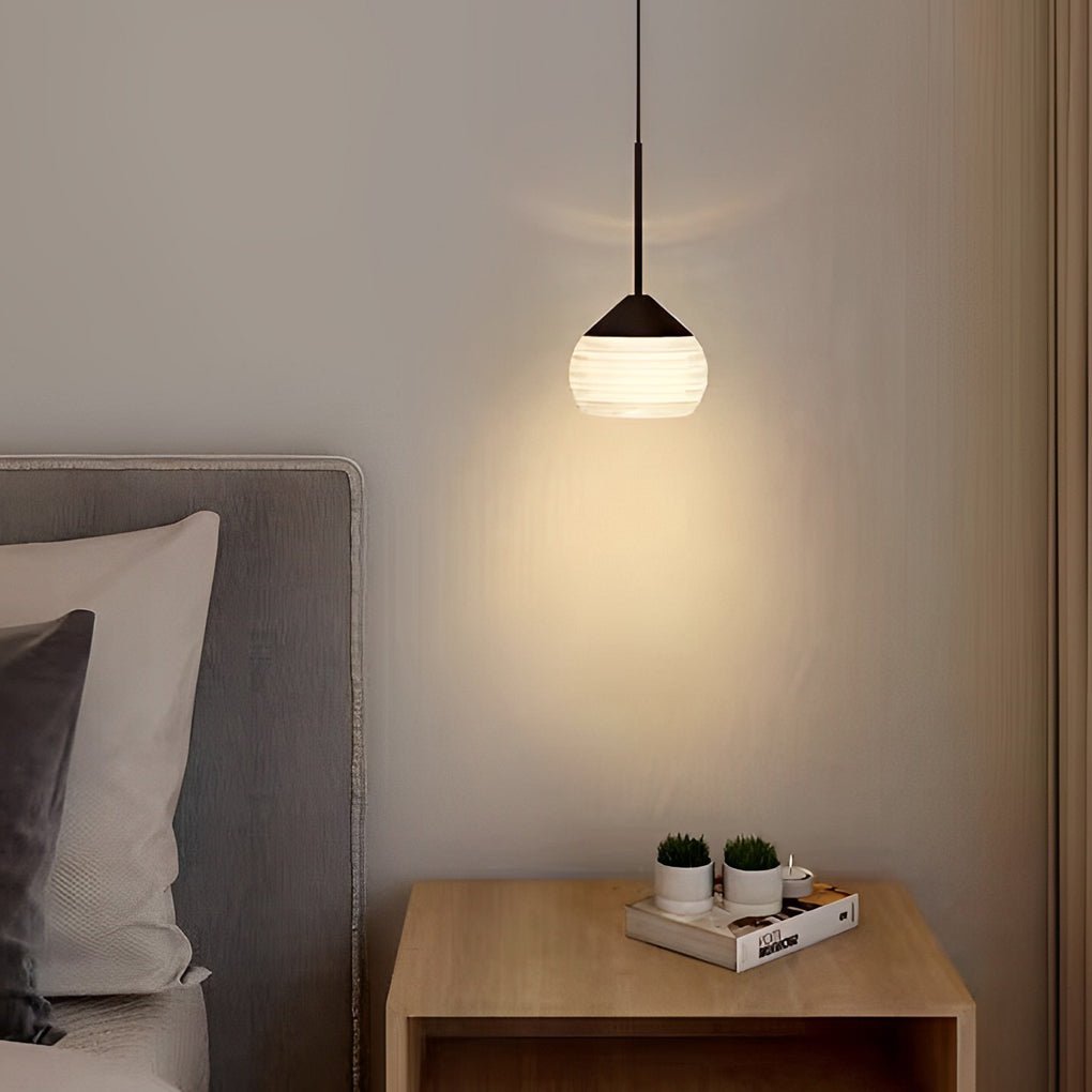 Screw-Thread Acrylic Ball Mini Pendant — Transparent + Black, LED 3000K, Adjustable 98.4" Cord