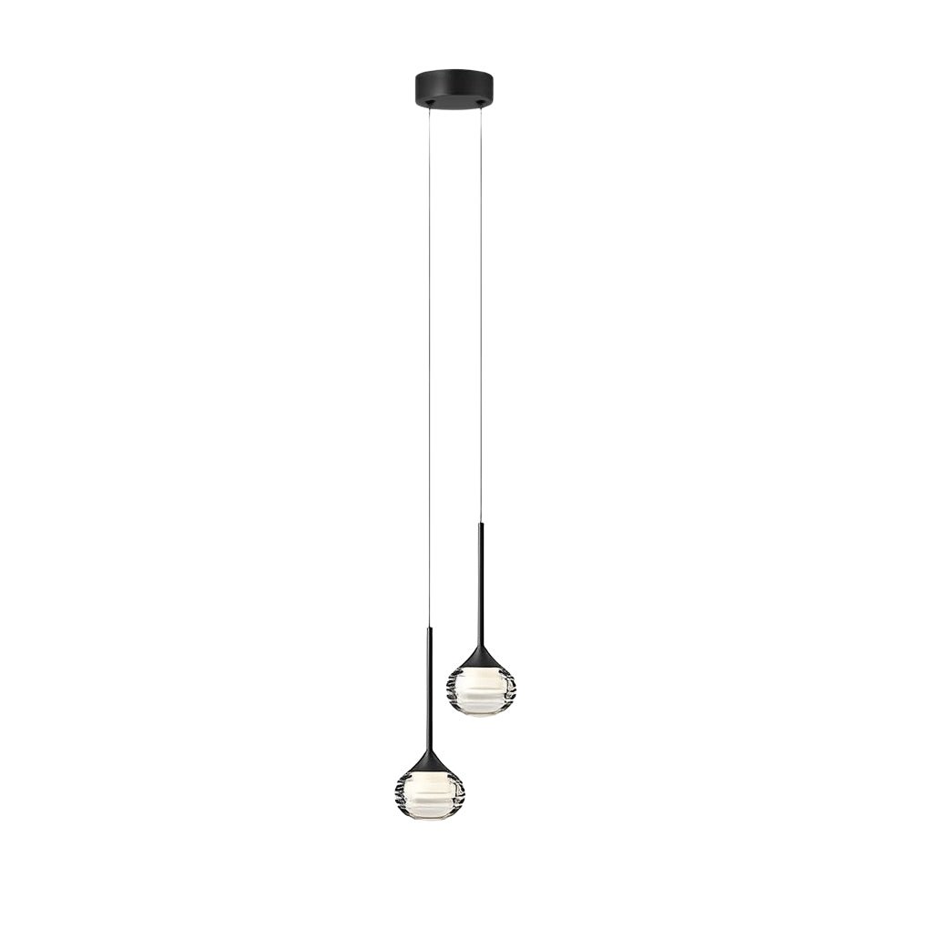 Screw-Thread Acrylic Ball Mini Pendant — Transparent + Black, LED 3000K, Adjustable 98.4" Cord