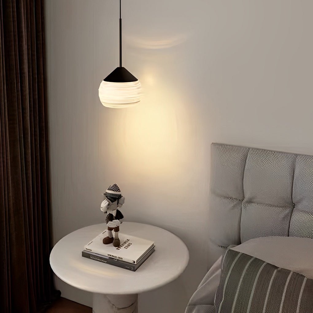 Screw-Thread Acrylic Ball Mini Pendant — Transparent + Black, LED 3000K, Adjustable 98.4" Cord