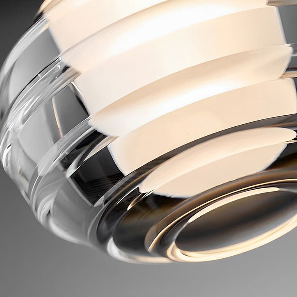 Screw-Thread Acrylic Ball Mini Pendant — Transparent + Black, LED 3000K, Adjustable 98.4" Cord