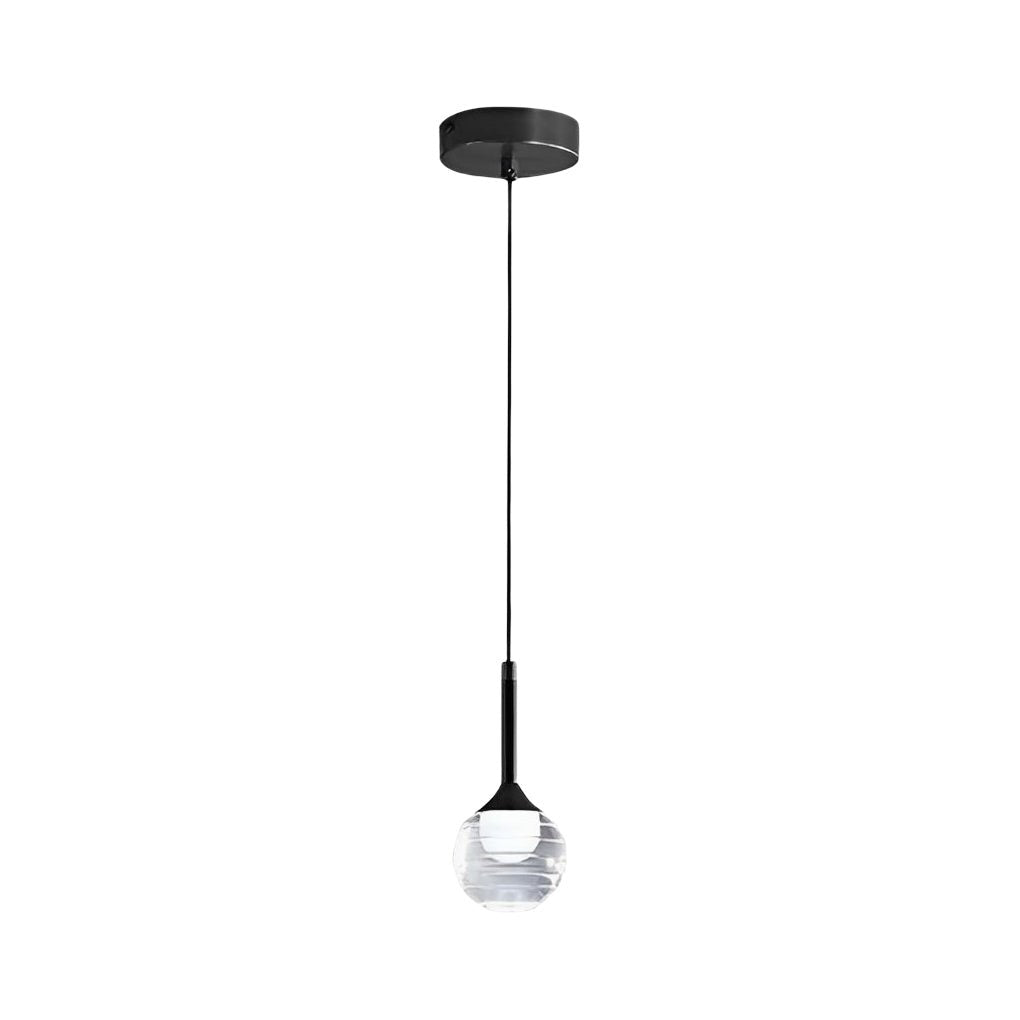 Screw-Thread Acrylic Ball Mini Pendant — Transparent + Black, LED 3000K, Adjustable 98.4" Cord