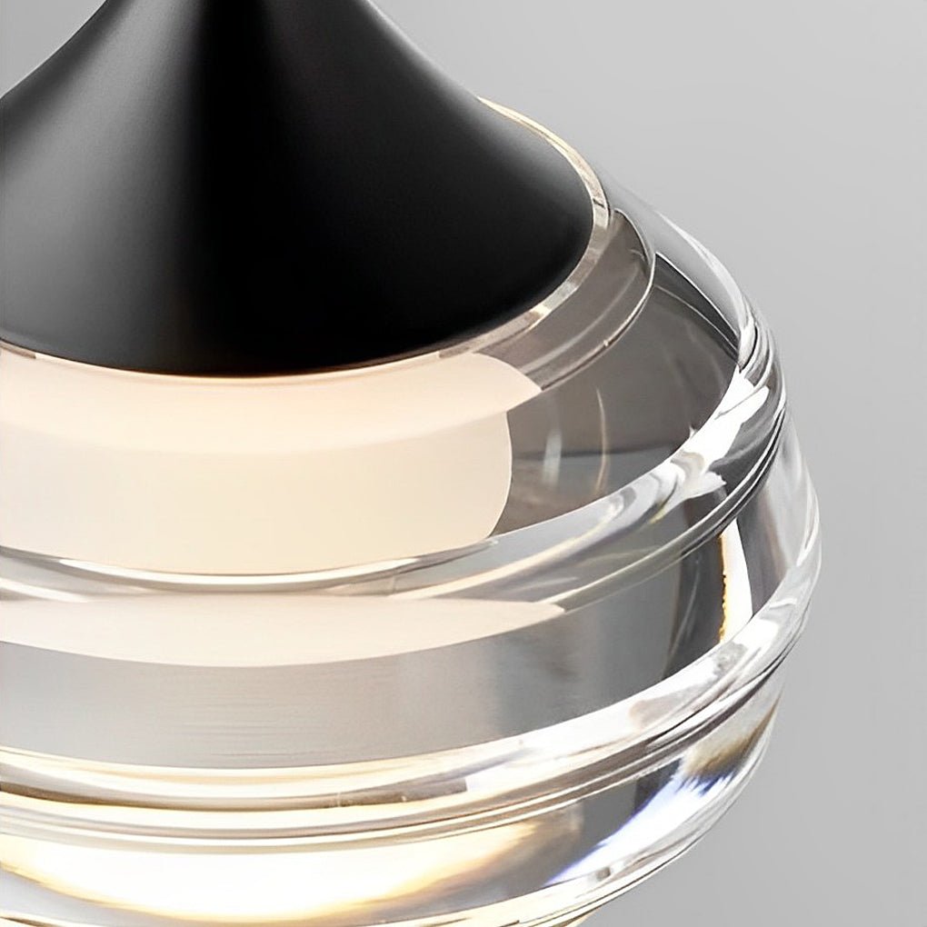 Screw-Thread Acrylic Ball Mini Pendant — Transparent + Black, LED 3000K, Adjustable 98.4" Cord