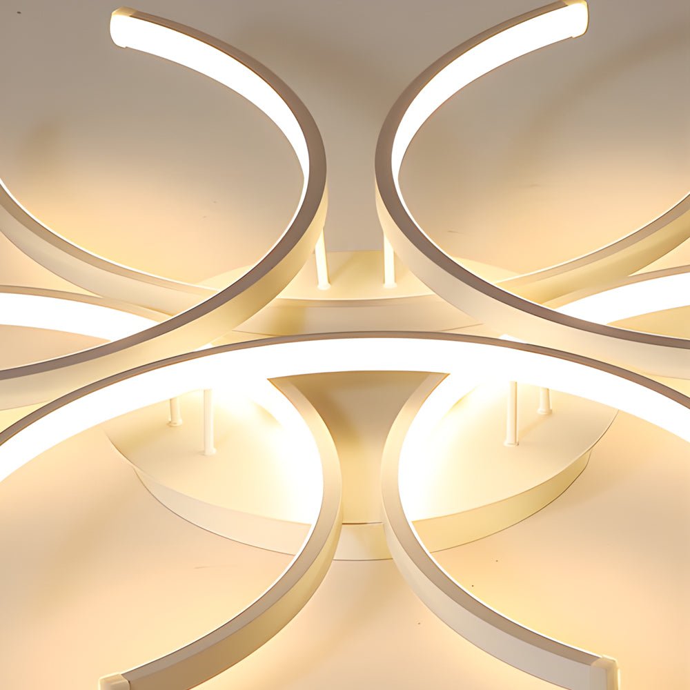 Semi-Circle Flower LED Flush Mount — Aluminum, Dimmable 3000K–6000K, Remote Control, 23.6" or 31.5"