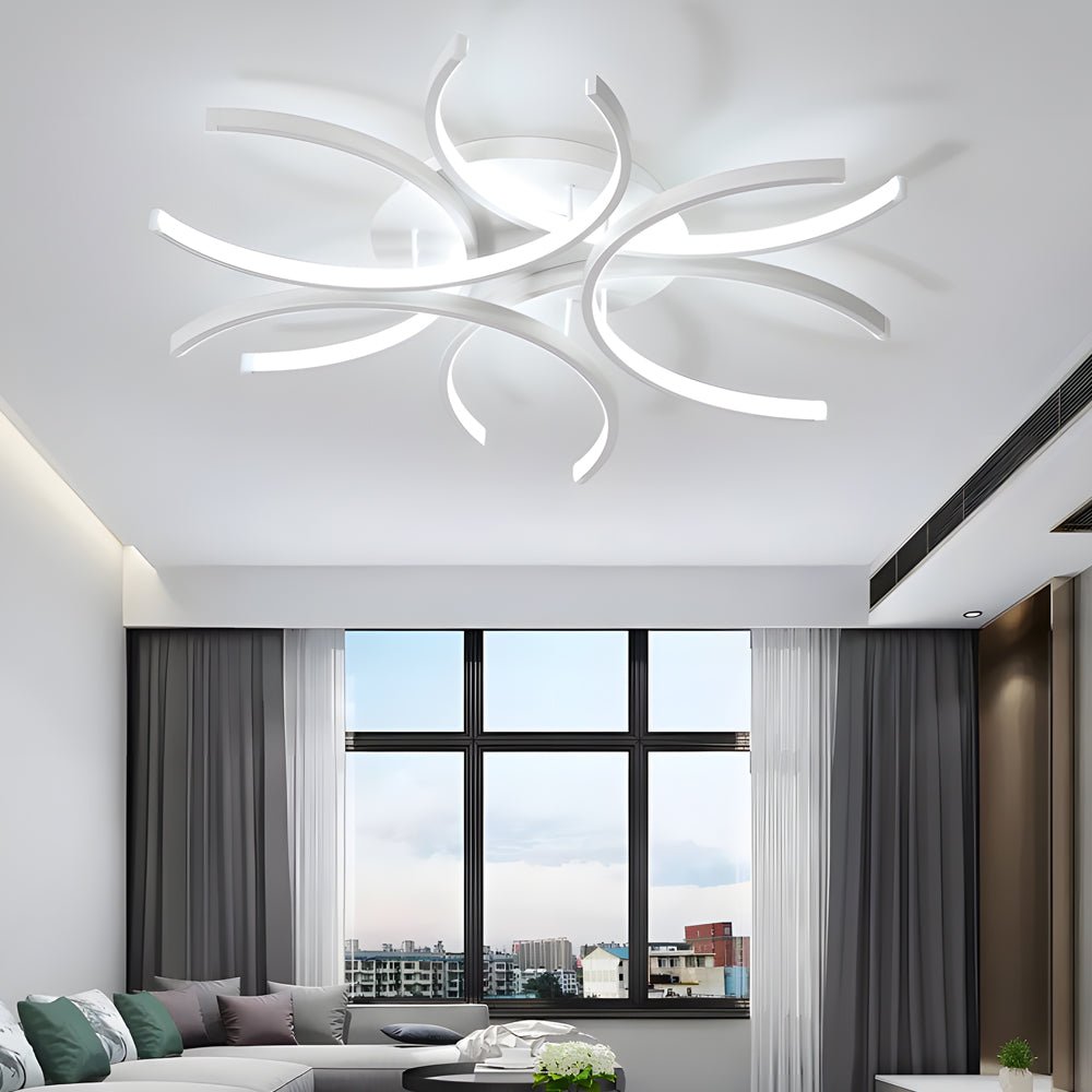 Semi-Circle Flower LED Flush Mount — Aluminum, Dimmable 3000K–6000K, Remote Control, 23.6" or 31.5"