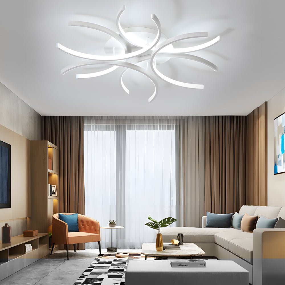 Semi-Circle Flower LED Flush Mount — Aluminum, Dimmable 3000K–6000K, Remote Control, 23.6" or 31.5"