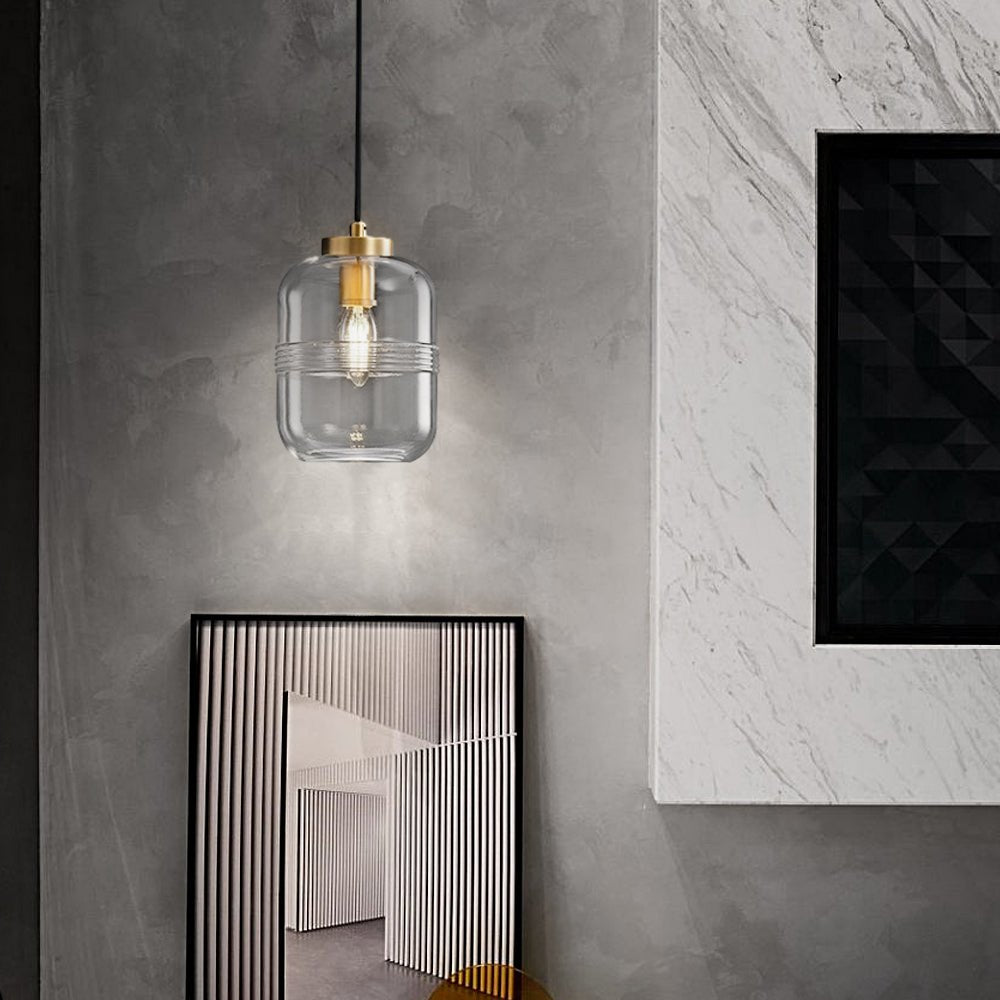 Modern Semi-Threaded Glass Mini Pendant — Copper, E14, Three-Step Dimming