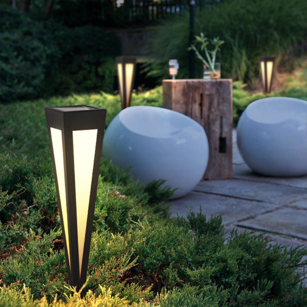 Outdoor Lawn Lighting: Adjustable RGB Solar LED Pathway Light with Square Top and Conical Base