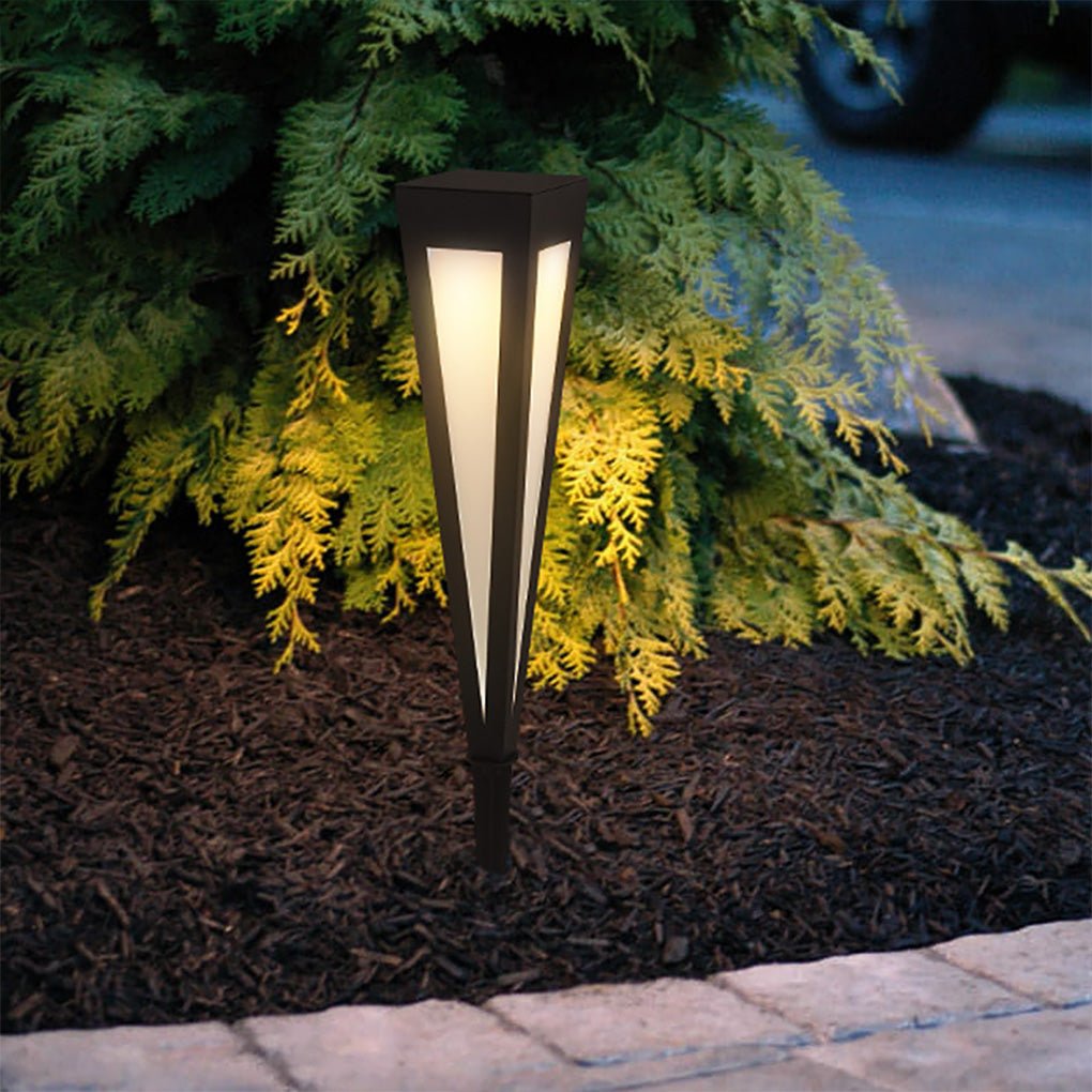 Square-Top Conical Bollard Path Light — Aluminum & Acrylic, Adjustable RGB Solar LED, 17.7" / 24.4" / 47.2"