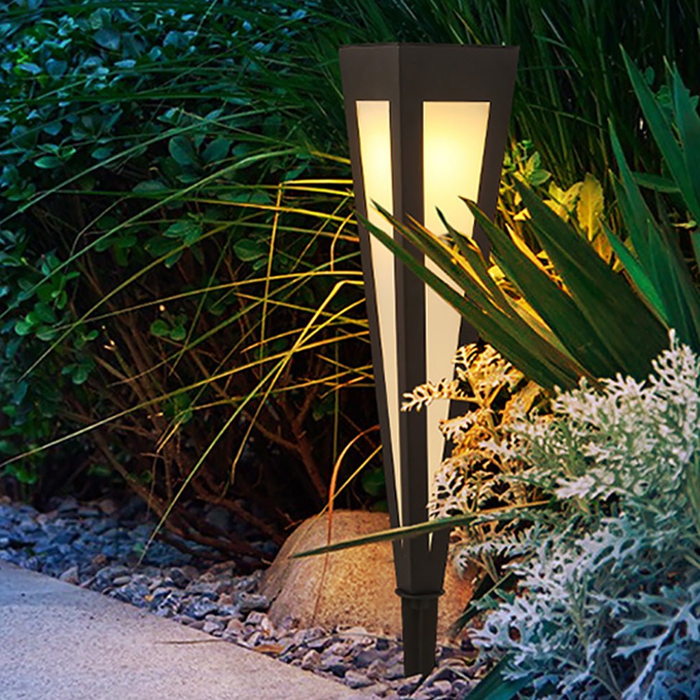Square-Top Conical Bollard Path Light — Aluminum & Acrylic, Adjustable RGB Solar LED, 17.7" / 24.4" / 47.2"