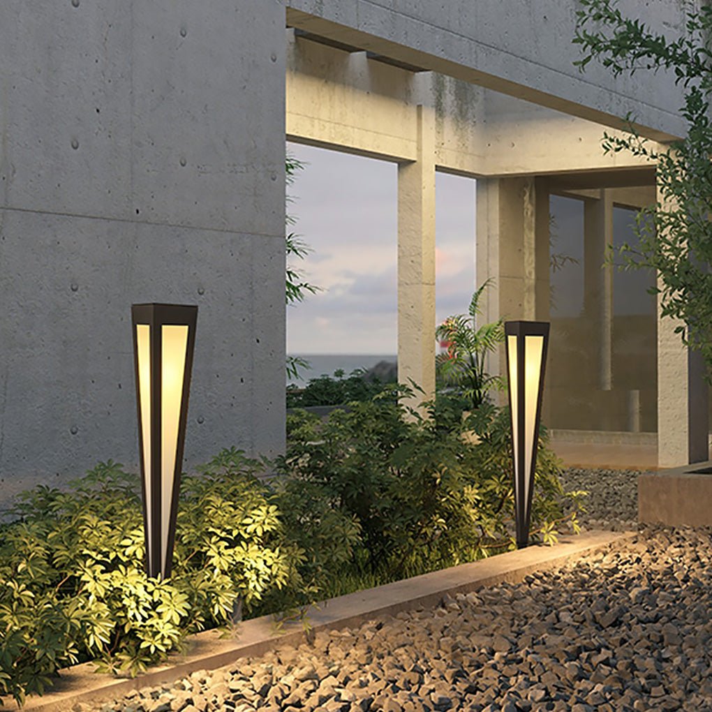 Outdoor Lawn Lighting: Adjustable RGB Solar LED Pathway Light with Square Top and Conical Base