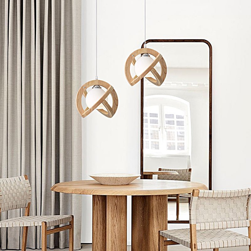 Wabi-Sabi Mini Pendant Light — Black Walnut and Glass, Three-Step LED Dimming, 9.8" Diameter