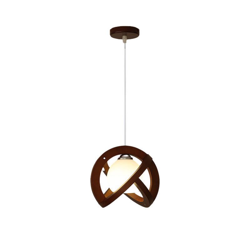 Wabi-Sabi Mini Pendant Light — Black Walnut and Glass, Three-Step LED Dimming, 9.8" Diameter