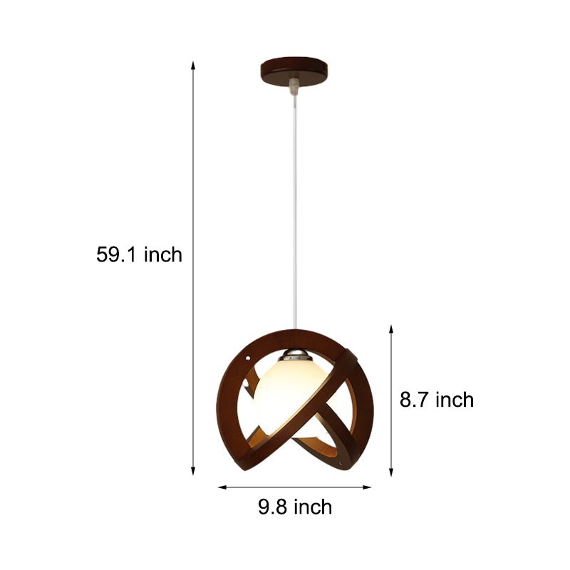 Wabi-Sabi Mini Pendant Light — Black Walnut and Glass, Three-Step LED Dimming, 9.8" Diameter
