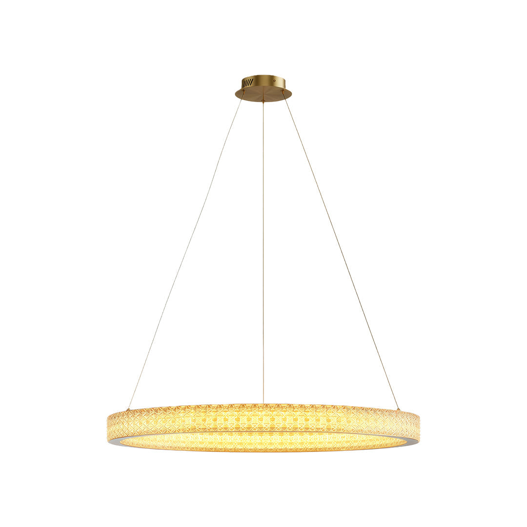 Circular Ring Chandelier — Full Copper, Dimmable LED, 50W–220W, Multiple Sizes