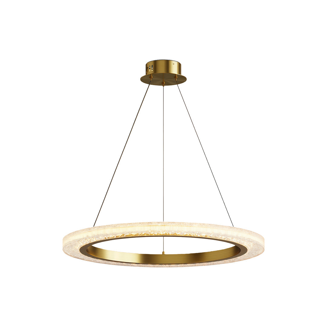Round Ring Chandelier — Aluminum & Acrylic, 23.6"–31.5", Single/Double/Triple, Three-Color Dimming, Copper/Nickel/Black