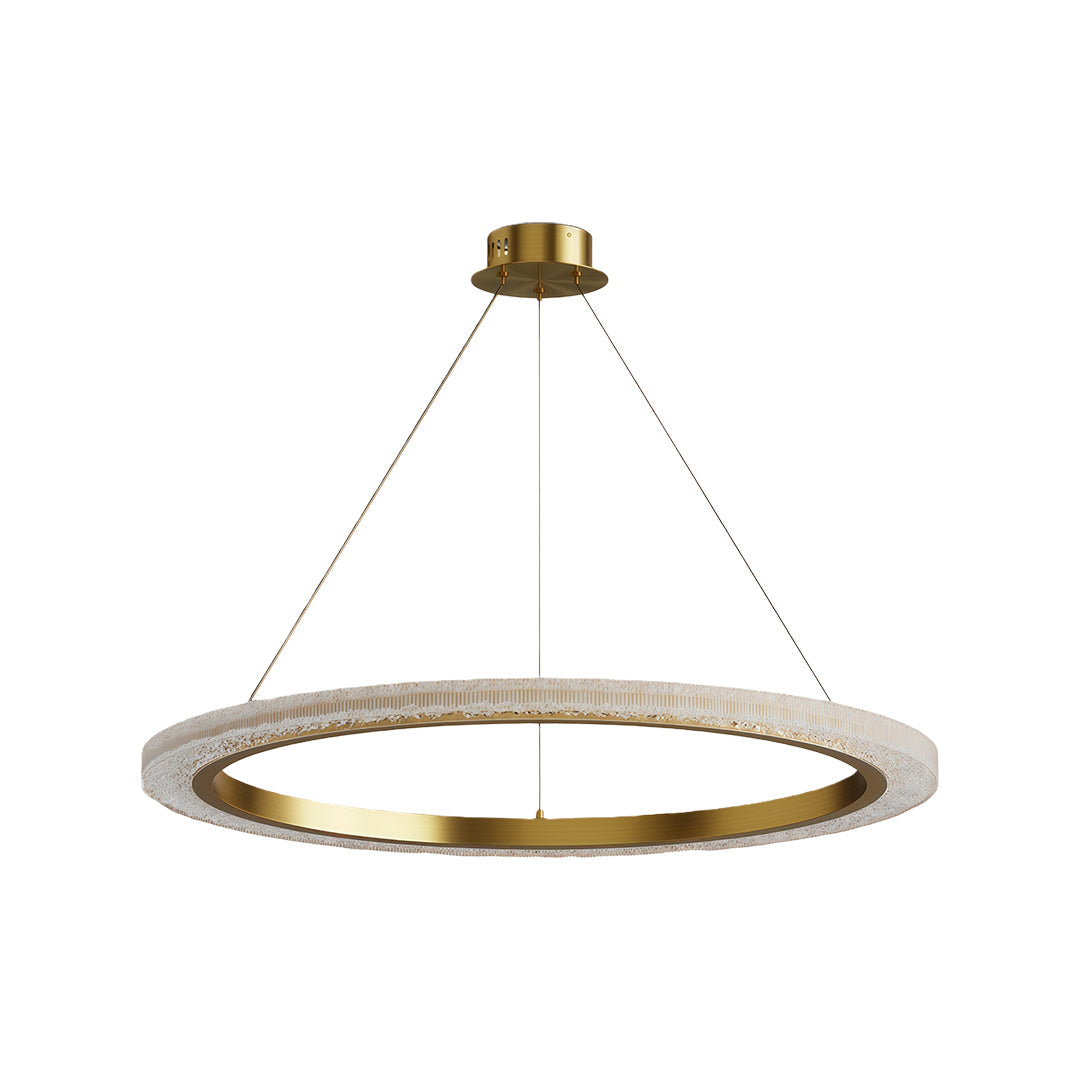 Round Ring Chandelier — Aluminum & Acrylic, 23.6"–31.5", Single/Double/Triple, Three-Color Dimming, Copper/Nickel/Black