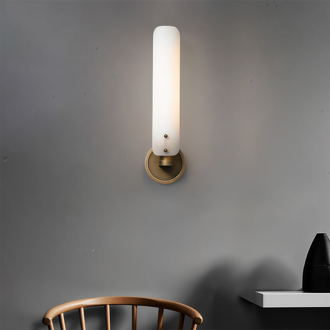 Art Deco Linear Wall Sconce — Solid Brass and Glass, E14, 3-Step Dimming, 1-, 2-, or 4-Light