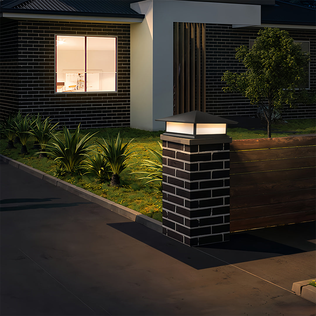 Outdoor Waterproof Black Pagoda Garden Post Lights - Pillar Design