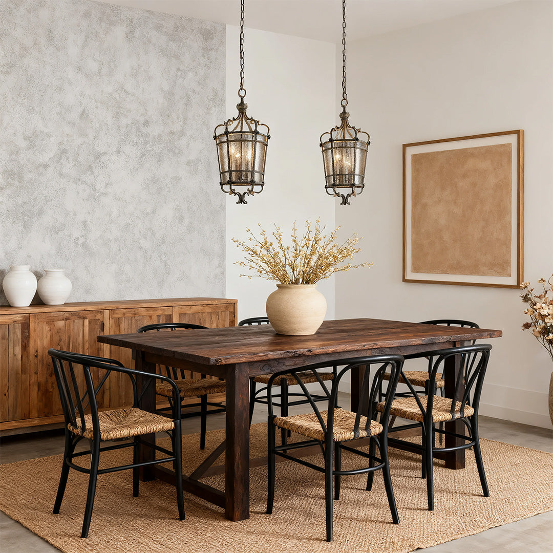 Gothic Roman-Inspired Pendant Light — Antique Bronze Iron, Transparent Glass, 3-Light, E12, Adjustable 1.8m Chain