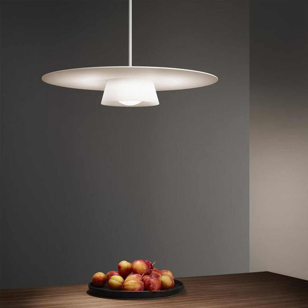 Round Iron Island Pendant — Minimalist, Black or White, LED E27, 16.5" Wide, 3000K