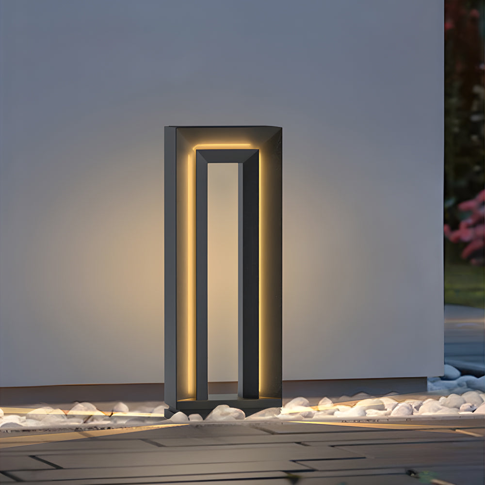Modern Minimalist Arch Solar / Hardwired Bollard Light — Stainless Steel, LED 3000K, IP65, 10W, Dusk-to-Dawn