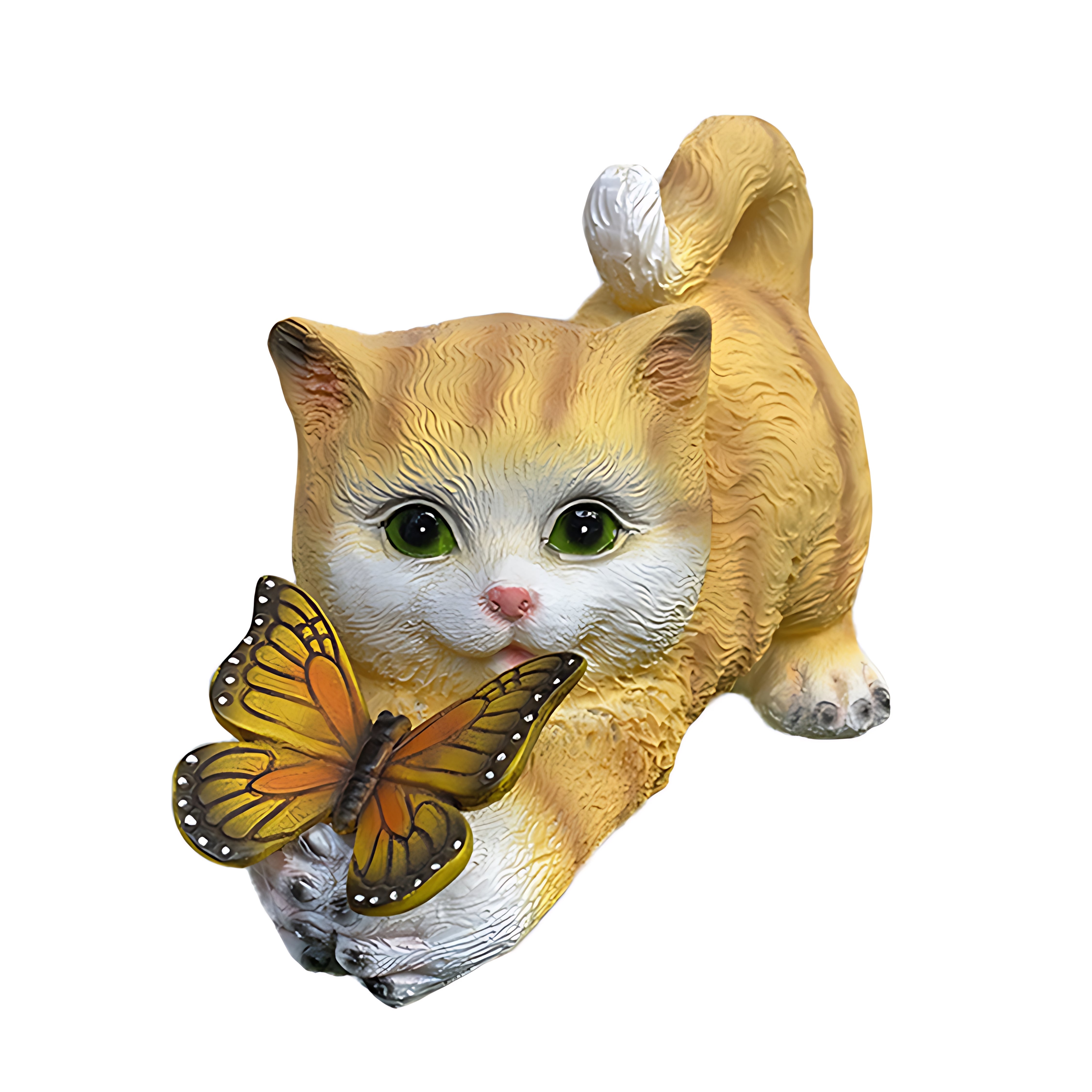 Cat Solar Garden Light — Hand-Painted Resin, LED Warm White, IP44, Dusk-to-Dawn