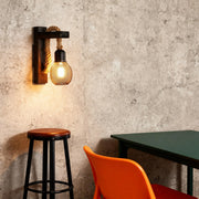 Rustic Iron Mesh Wall Sconce — Jute Rope and Wood Accents, 4W LED E27, Hardwired, Warm White 3000K