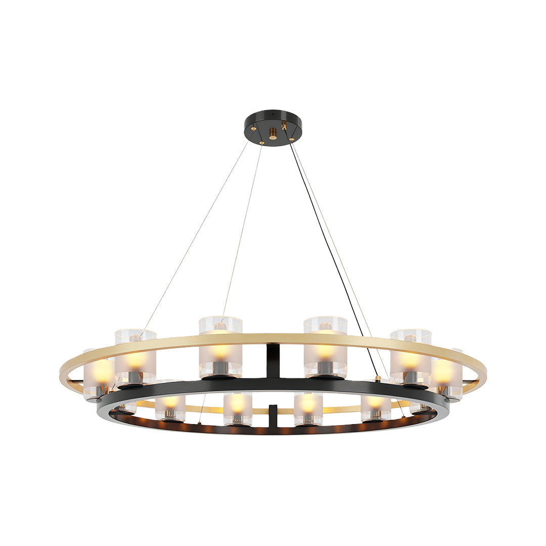Modern Copper Chandelier — Full Copper Frame, Transparent Glass Shades, G9, 8/12/15-Light