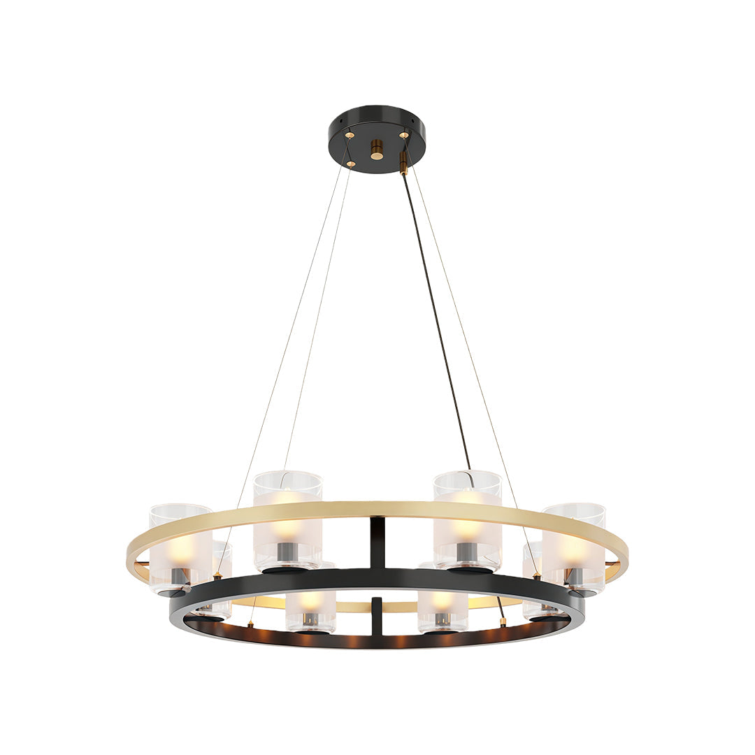 Modern Copper Chandelier — Full Copper Frame, Transparent Glass Shades, G9, 8/12/15-Light