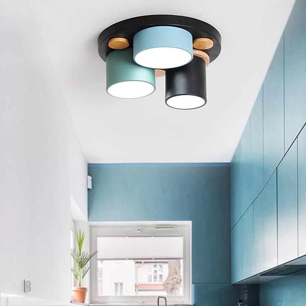 Rounded Cylindrical LED Flush-Mount Ceiling Light — Metal & PVC, 3000–5400K, 3, 6, or 8-Light