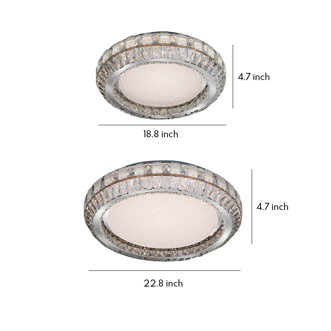 Linear Geometric Crystal Flush Mount — Stainless Steel, Dual-Color 3000K/6000K, 100cm or 120cm
