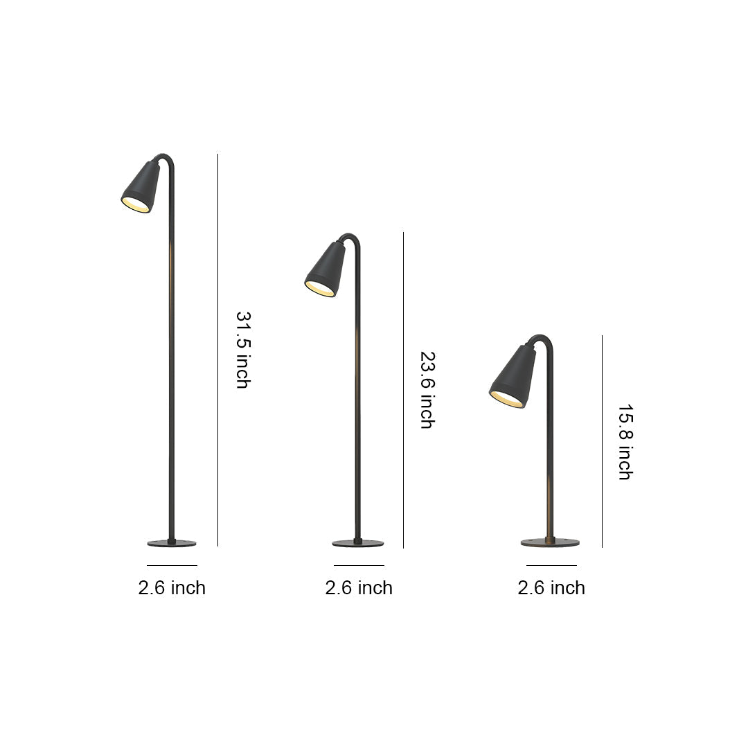 Modern Landscape Path Light — Black Iron and Aluminum, LED, IP54, Available in 400mm / 600mm / 800mm