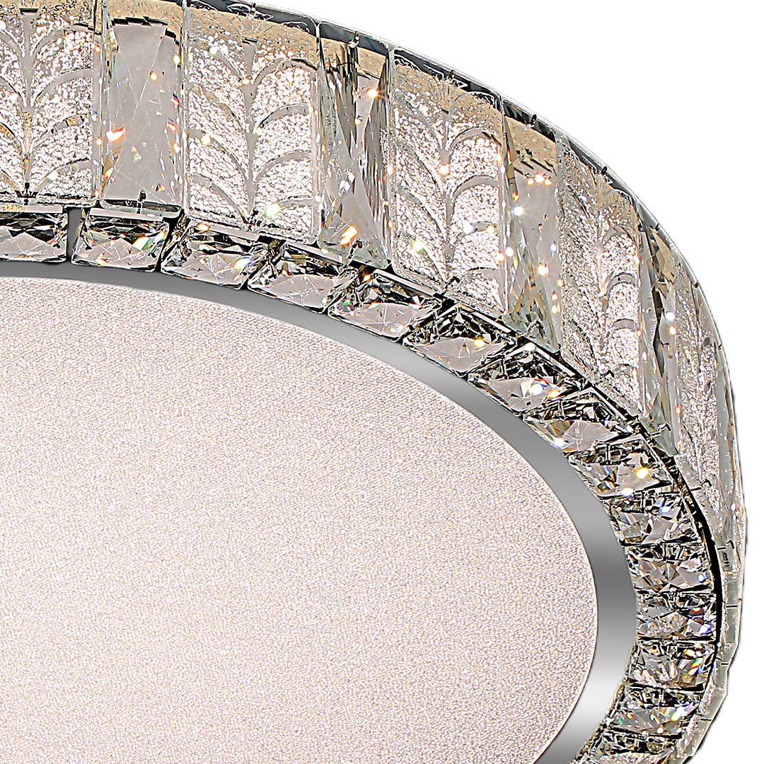 Round Crystal Flush-Mount Ceiling Light — Titanium Gold Stainless Steel, LED, Dual-Color Temperature, 50cm / 60cm