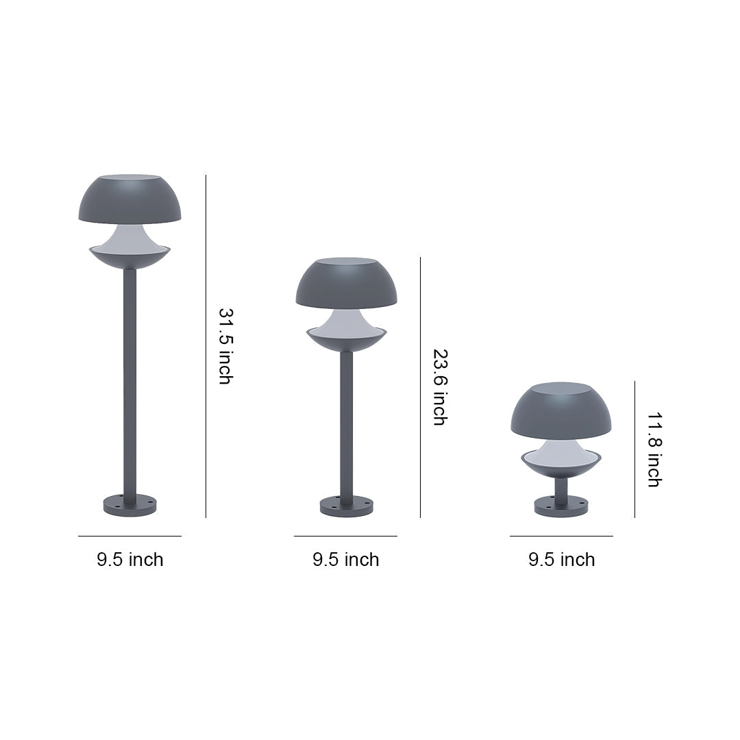Mushroom Outdoor Path Light — Dual-Color Aluminum, 10W Integrated LED, IP54, 3 Heights
