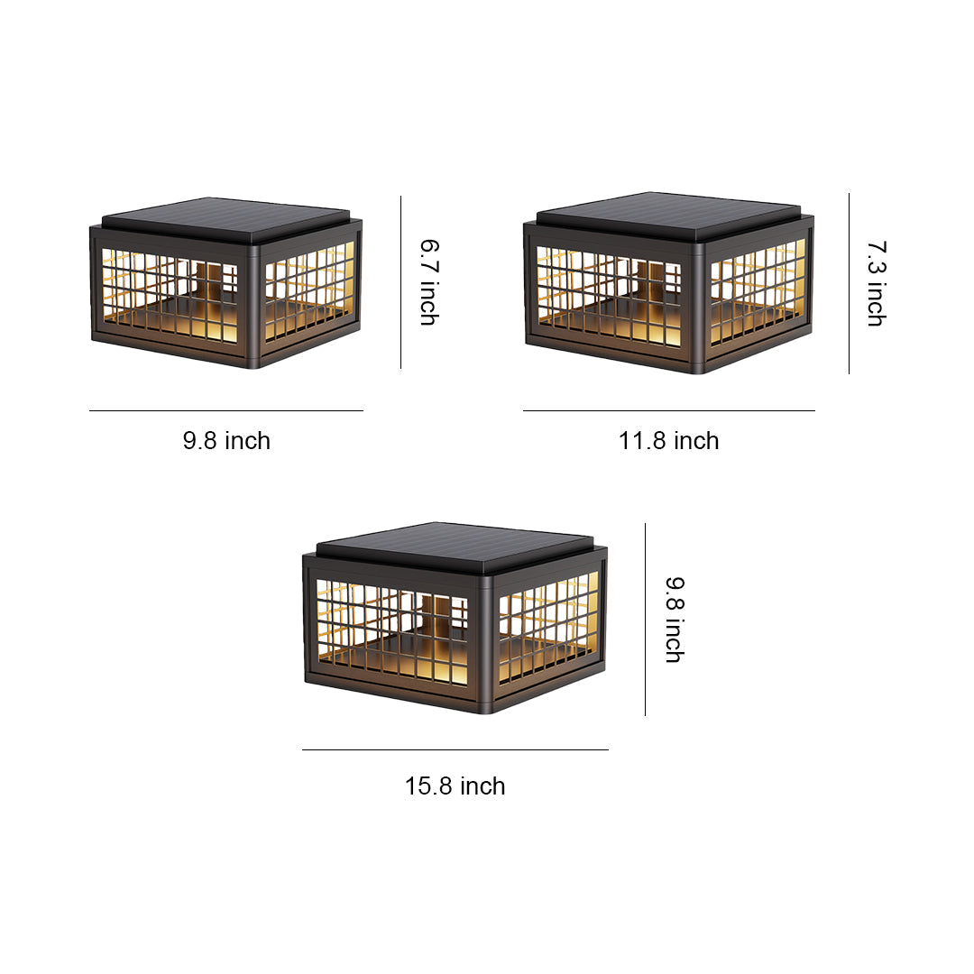 Modern Outdoor Pillar Post Light — Aluminum & Acrylic, Solar / Hardwired, Four-Color LED, IP54, 25CM–40CM