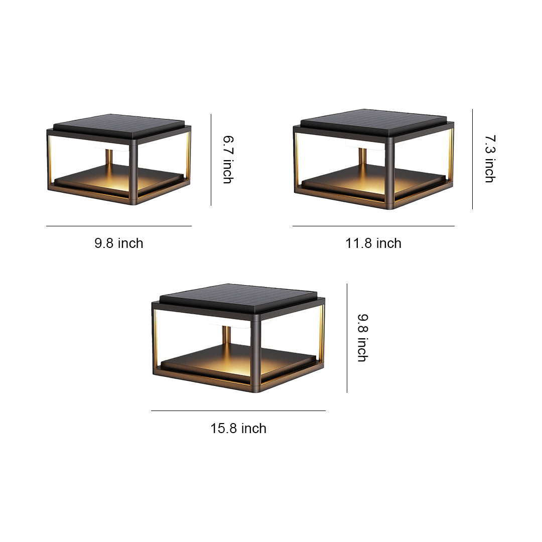 Modern Outdoor Pillar Light — Aluminum & Acrylic, LED, Solar / Hardwired, IP54, 3 Sizes