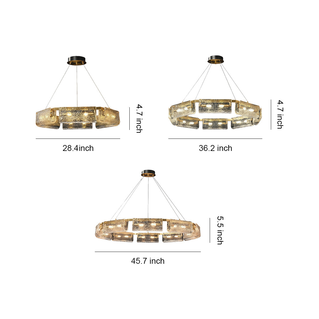 Rectangular Glass Chandelier — Solid Brass, High-Transparency Glass, 6, 8, or 10-Light, 12W LED, 1-Meter Adjustable Chain