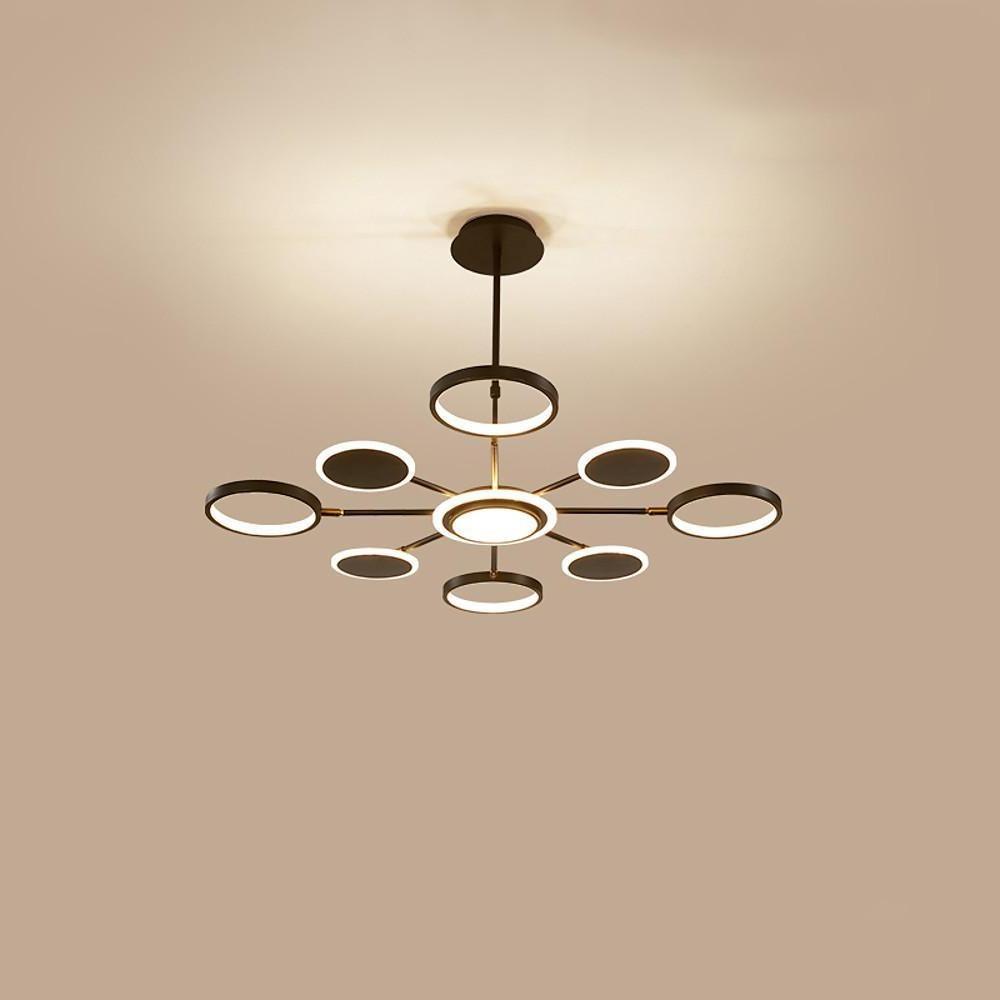 Multi-Circle Dandelion Chandelier — Acrylic and Aluminum, LED, 6/8/12-Light, 12W, 3000K/6000K, Black or Gold