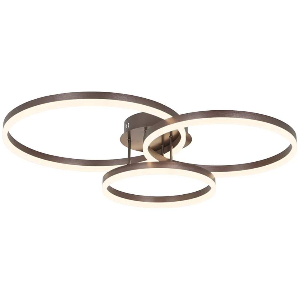Modern Gold Circular Ring Flush-Mount Ceiling Light — Metal and Acrylic, Integrated LED, Three-Color Dimming, 35" × 28"