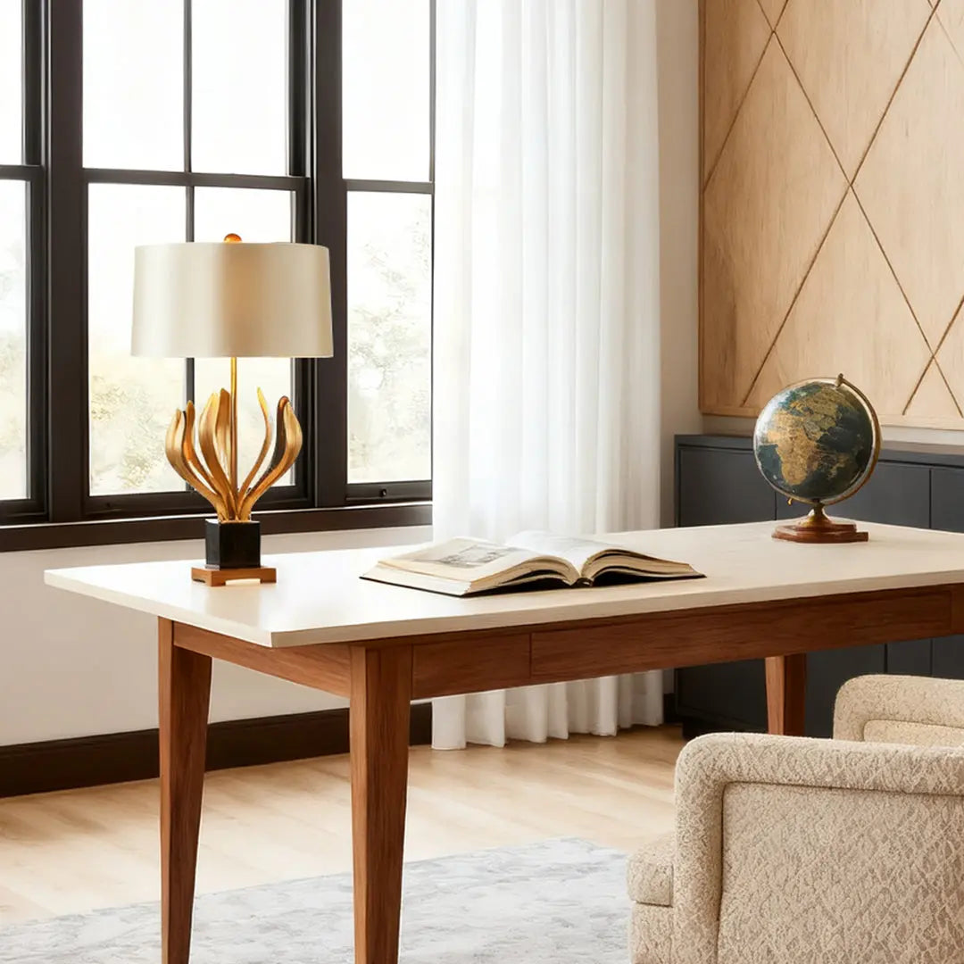 Creative Vintage Metal Table Lamp with Fabric Shade for Nightstands Luxe