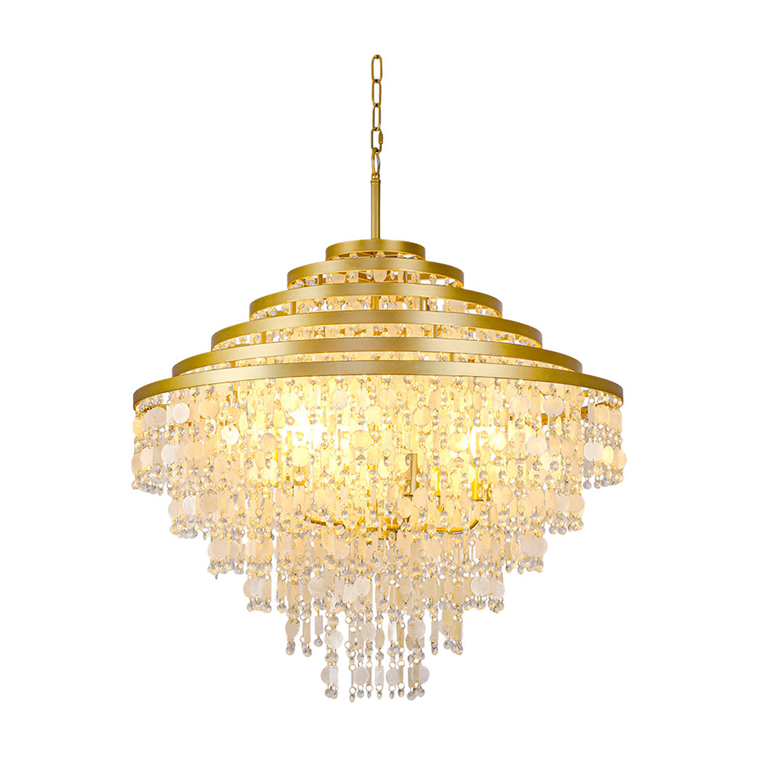 Gyro Seashell Chandelier — Gold Electroplated Metal, E12, Adjustable 1.8m Cord, 29.9" Diameter