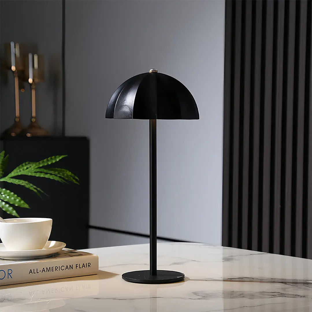 Minimalist Mushroom Iron Table Lamp - Cordless and Rechargeable Metal Design Luxe