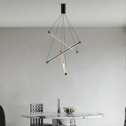 Minimalist LED Linear Chandelier — Stainless Steel & Acrylic, 3/5/7-Light, 36W–140W, 4000K RA97, Black or Gold
