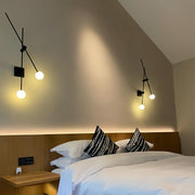 Mid-Century Modern Linear Double Wall Sconce — Iron and Glass, 2-Light, 5W LED, Hardwired, Black or Gold