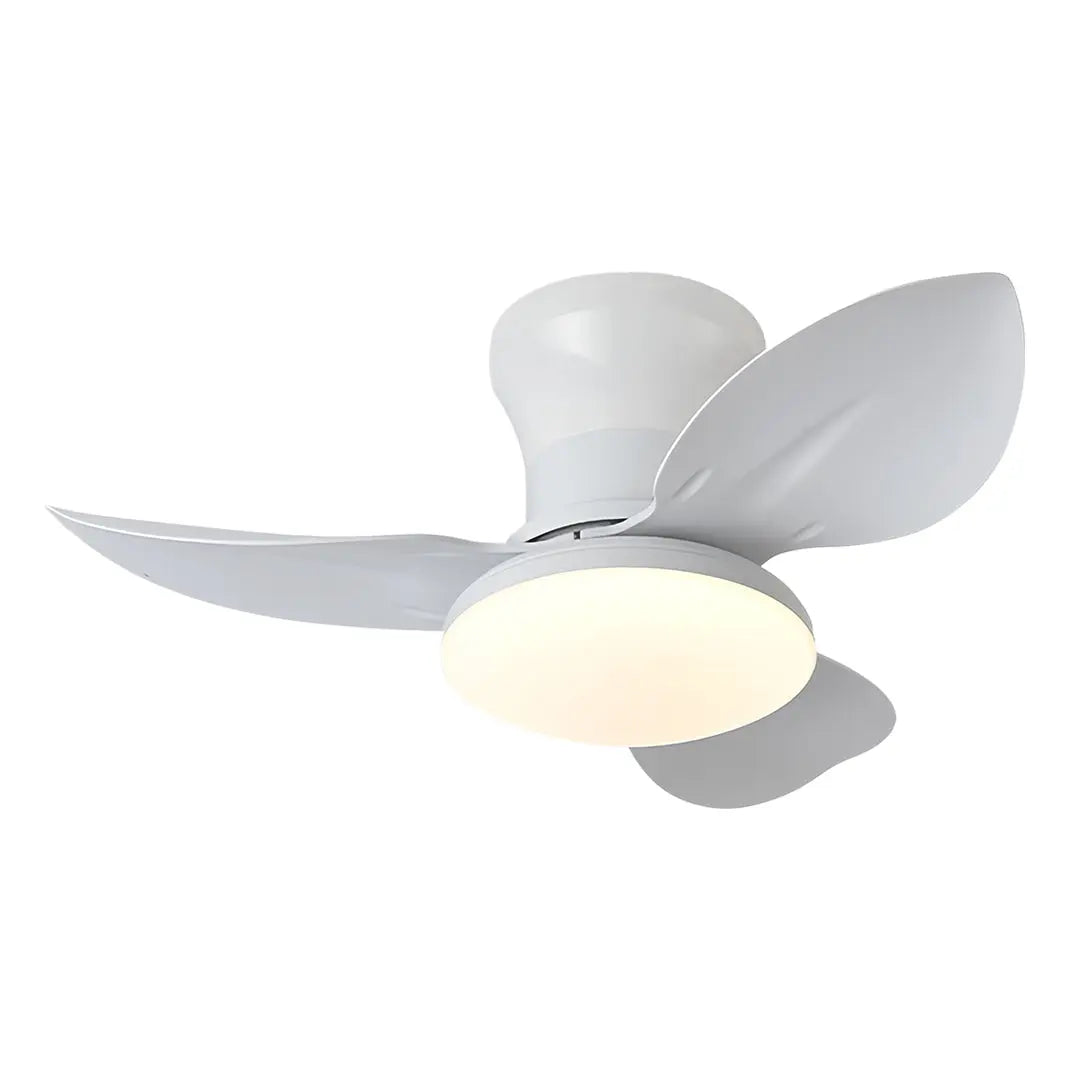 Modern Small 3-Blade Ceiling Fan with Remote Control and Dimmer Light - Quiet Operation Luxe