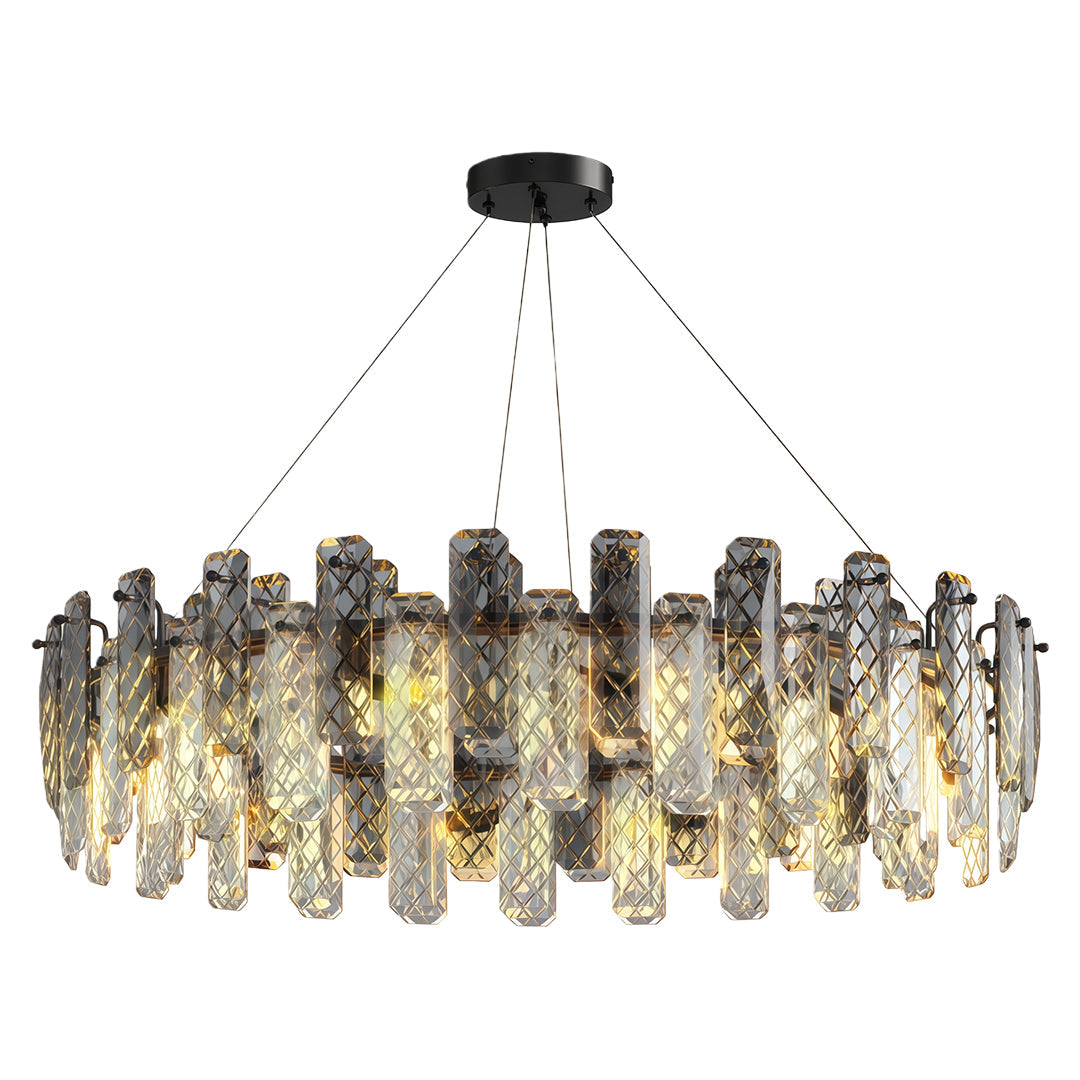 Contemporary Crystal Chandelier — Copper / Chrome / Black, Cut Crystal, Eye-Protecting, 47.2" Adjustable Chain