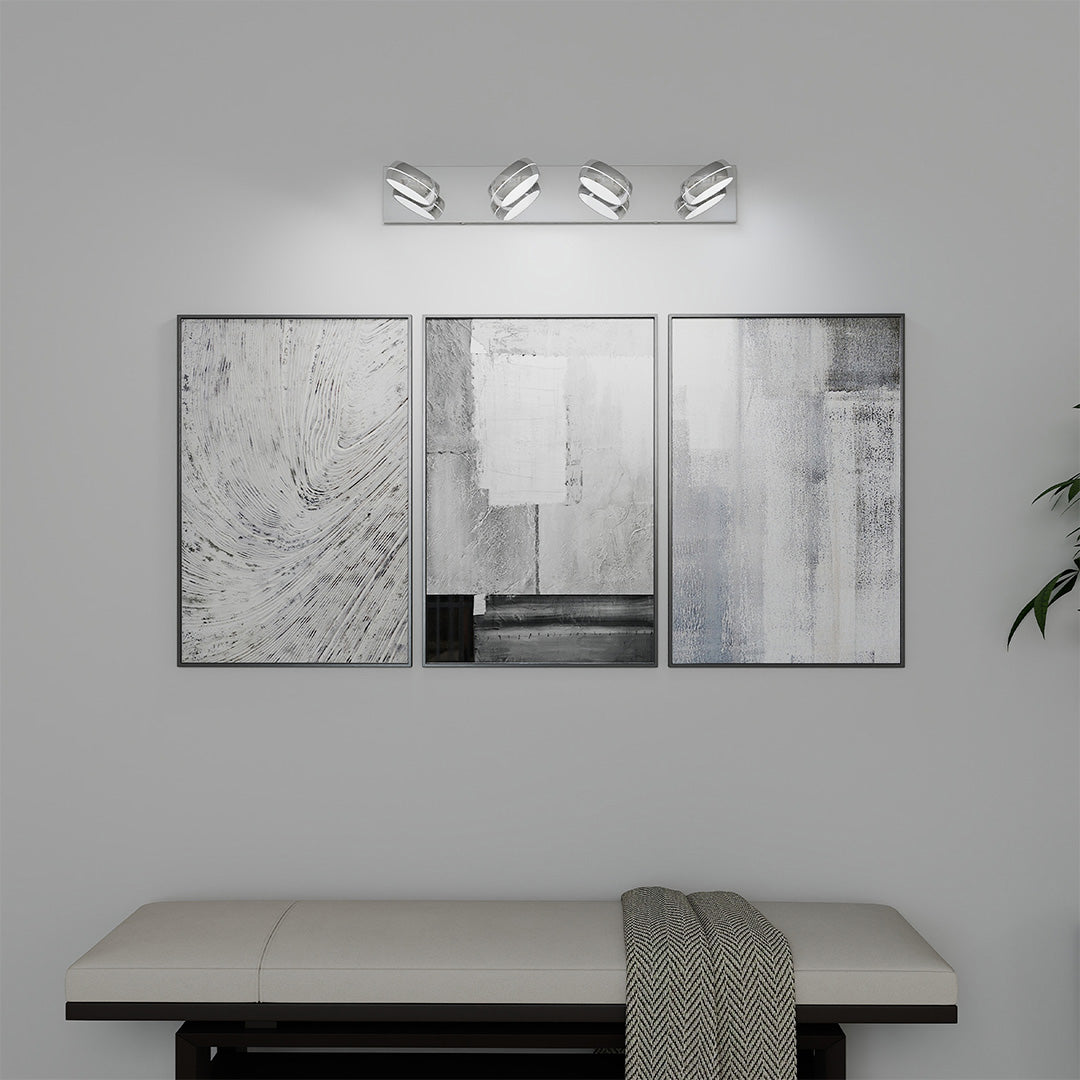 Minimalist Chrome Bathroom Vanity Light — Aluminum, LED 6000K, 3 to 6-Light Configurations