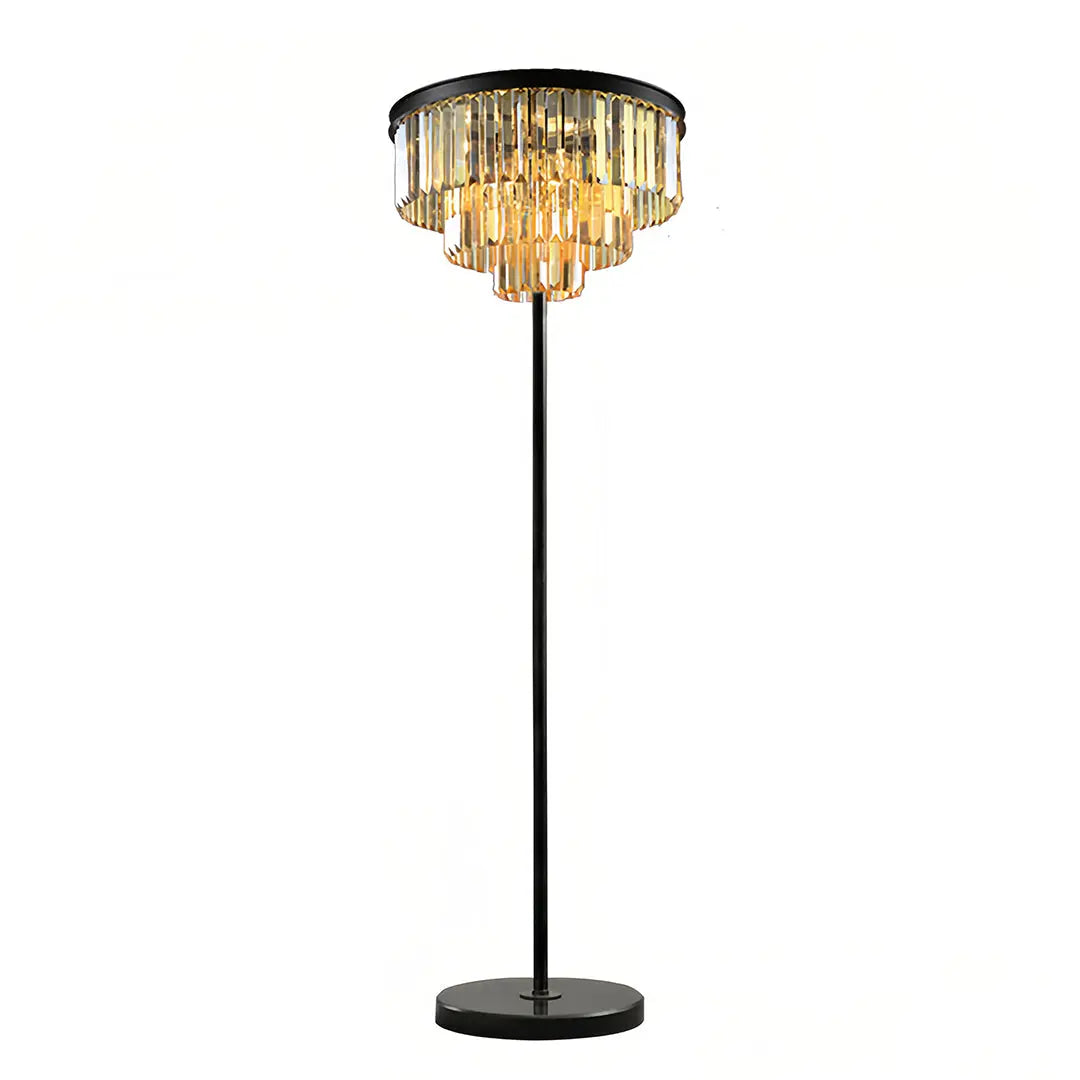 Luxury Standing Crystal Floor Lamp - American Glamorous Decorative Light Luxe