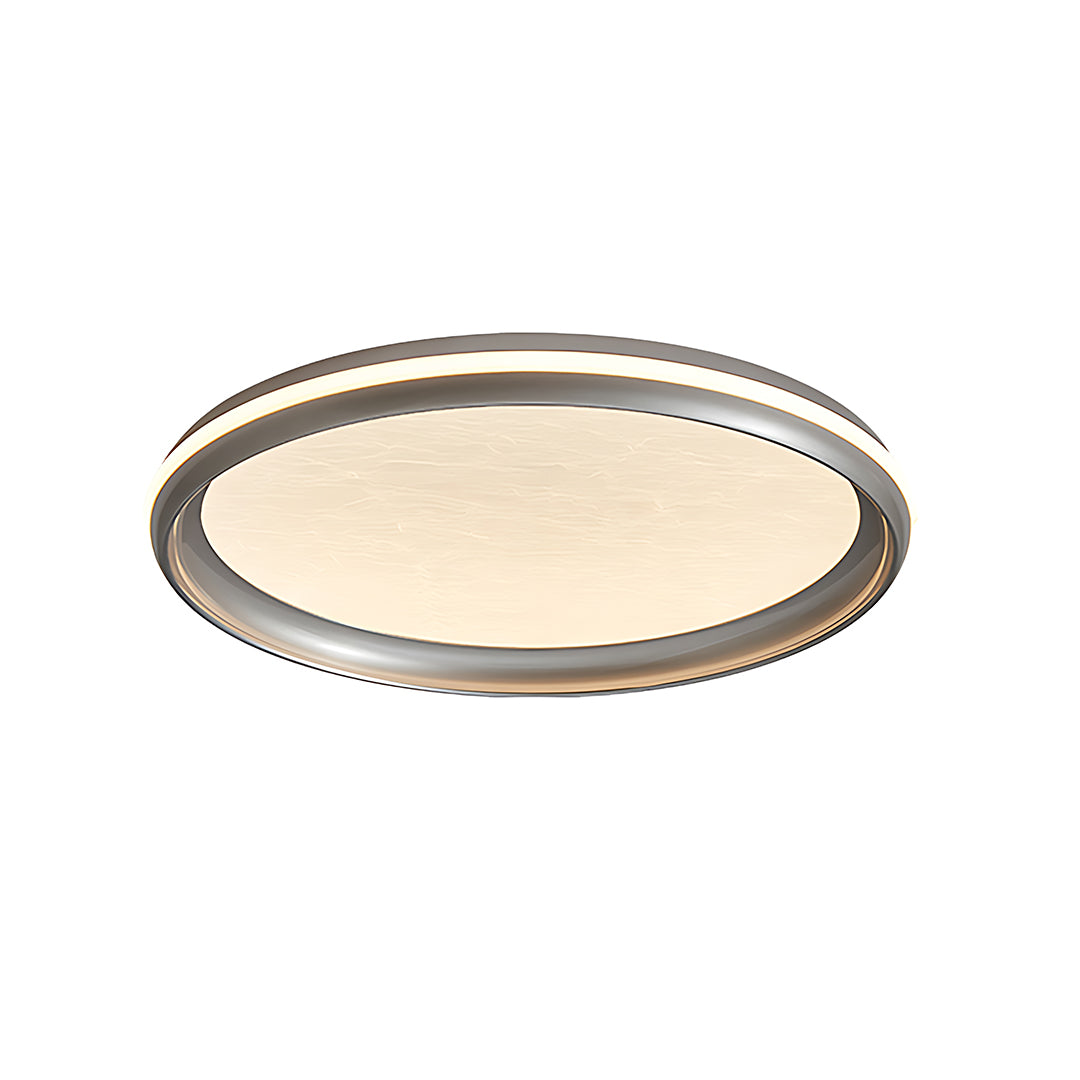 Minimalist LED Flush-Mount Ceiling Light — Silver Metal, White Acrylic Shade, Dimmable 3000K–6000K, 40cm / 50cm