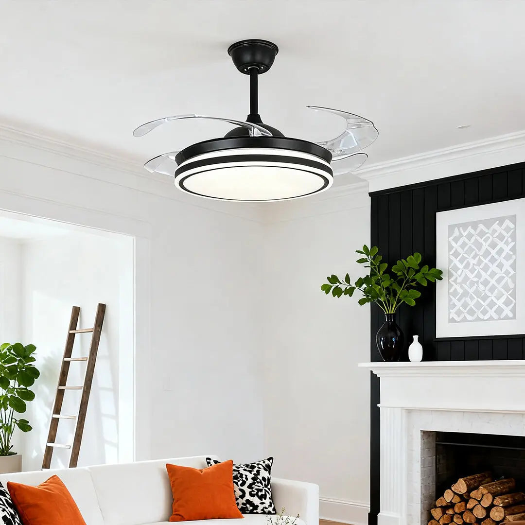 Stylish Black Ceiling Fan with Lights and Remote Control - All-Copper Design Luxe